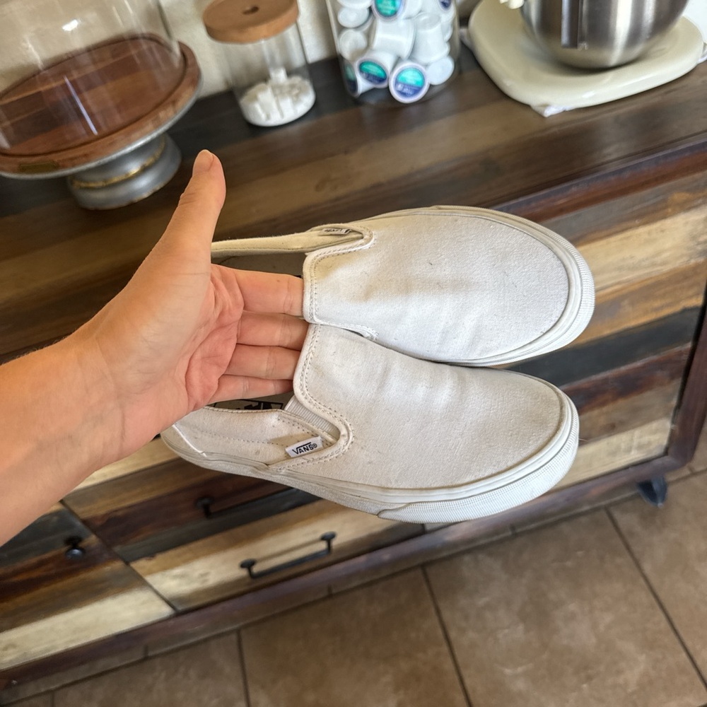 White slip on vans